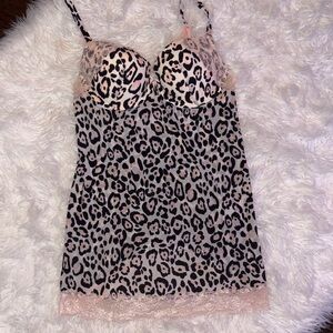 Victoria's Secret Pink and Black Leopard Print Chemise